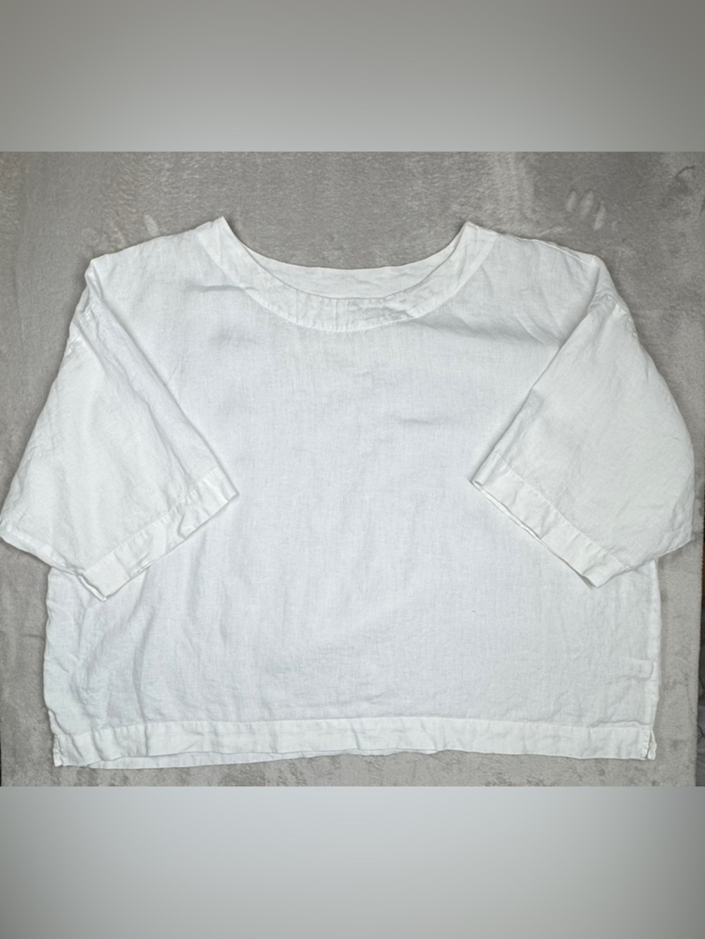 J.Jill Pure Jill 100% Linen White Boxy Short Sleeve Lagenlook Blouse Top Size XL